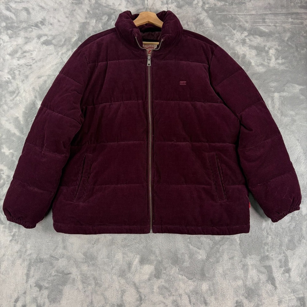 Levi's Zoe Burgundy Corduroy Coat Quilted Puffer Jacket Coat Women's Size 2XL